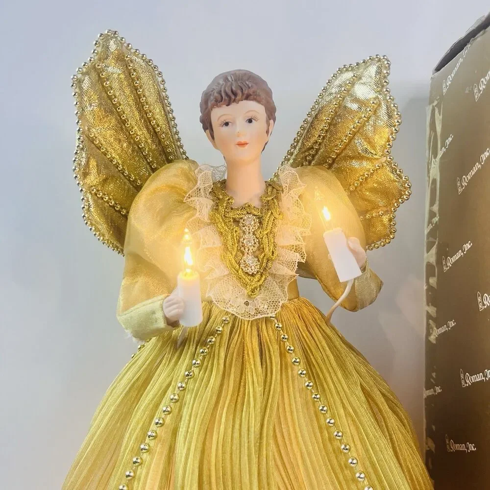 Vintage Roman Inc Gold Dress Lighted Angel 12